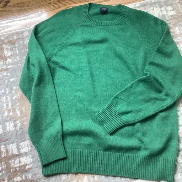 J. Crew Green Lambswool Sweater Crew Neck Super Soft Marled Large AA027 NWOT - Picture 3 of 6